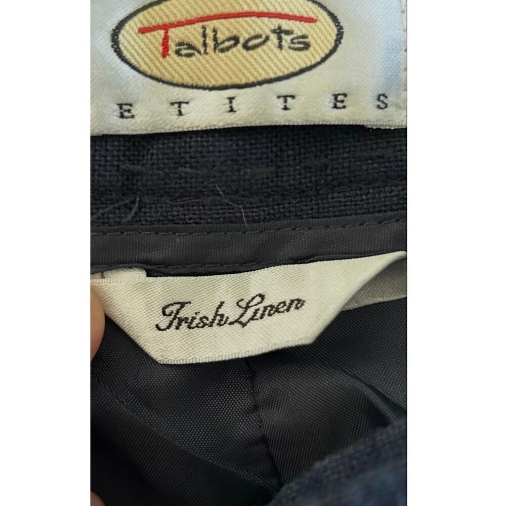 Talbots women’s linen navy blue cropped pants size 12 petite Boho, timeless - Picture 4 of 9
